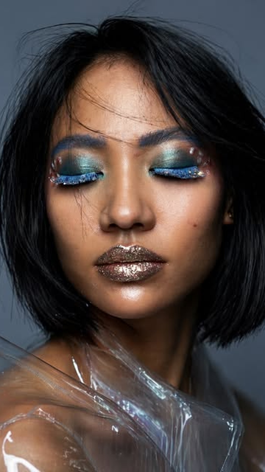Rejoice Singh Blue Glitter Editorial Makeup